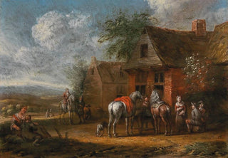 Cornelis van Essen - Riders in front of a tavern.webp