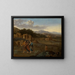 Italienisches Berglandschaftsgemälde mit Christus und den zwei Jüngern auf dem Weg nach Emmaus - Cornelis van Poelenburg — gerahmtes Bild an der Wand