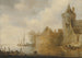 Flusslandschaft mit einem Turm und Dorfbauten hinter einer Mauer - Cornelis van der Schalcke — Ansicht des Kunstwerks