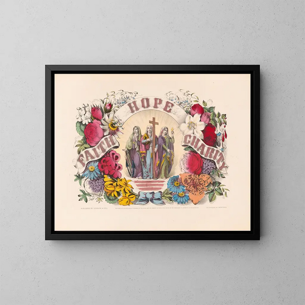 Glaube, Hoffnung, Nächstenliebe - Currier & Ives — gerahmtes Bild an der Wand