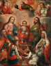 Die Familie des Jesuskindes mit der Seele, die von der Göttlichen Liebe gefangen ist - Schule von Cusco — Ansicht des Kunstwerks