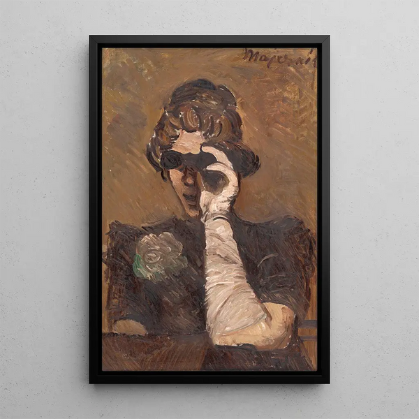 Dame aux jumelles de théâtre - Cyprian Majernik — gerahmtes Bild an der Wand