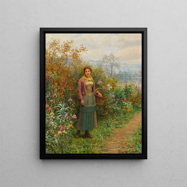 Eine Pause in einem Moment - Daniel Ridgway Knight — gerahmtes Bild an der Wand