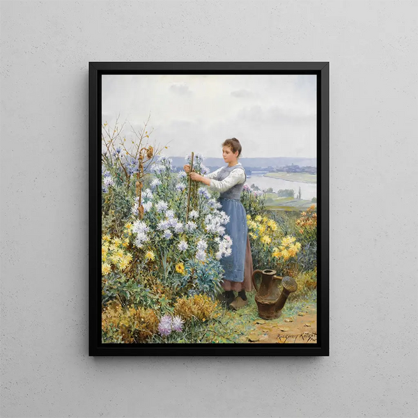 Chrysanthèmes - Daniel Ridgway Knight — gerahmtes Bild an der Wand