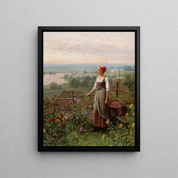 Abend in Chantemesle - Daniel Ridgway Knight — gerahmtes Bild an der Wand