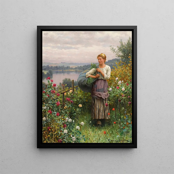 La roseraie - Daniel Ridgway Knight — gerahmtes Bild an der Wand