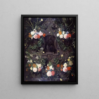 Daniel Seghers - A Garland of Flowers on a Carved Stone Medallion.webp