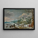 Winterlandschaft mit Figuren beim Schlittschuhlaufen auf einem gefrorenen Fluss - Daniel van Heil — gerahmtes Bild an der Wand