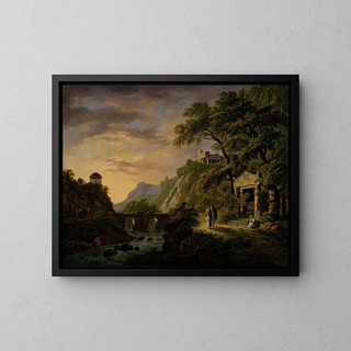 Danil Dupr - Arcadisch landschap met ondergaande zon.webp