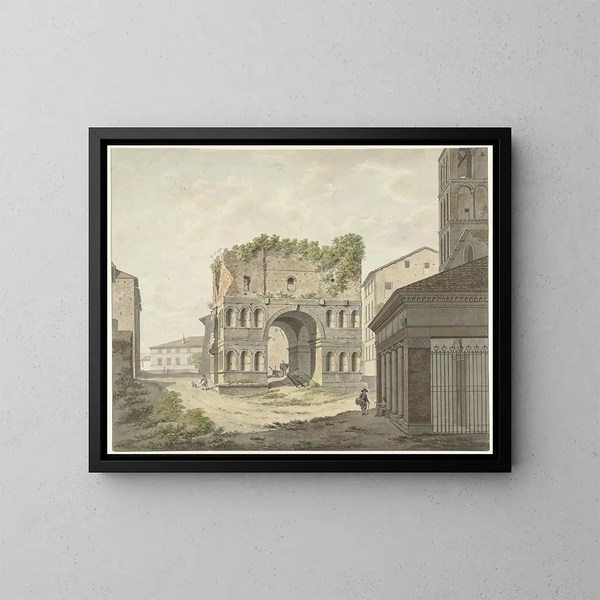 L'arc de Janus quadrifons und ein Teil von S Giorgio in Velabro in Rom - Daniël Dupré — gerahmtes Bild an der Wand