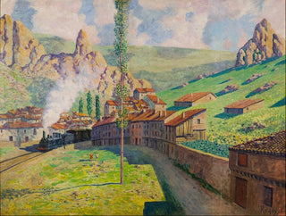 Zug vorbeifahrend bei Pancorbo - Darío de Regoyos — Ansicht des Kunstwerks