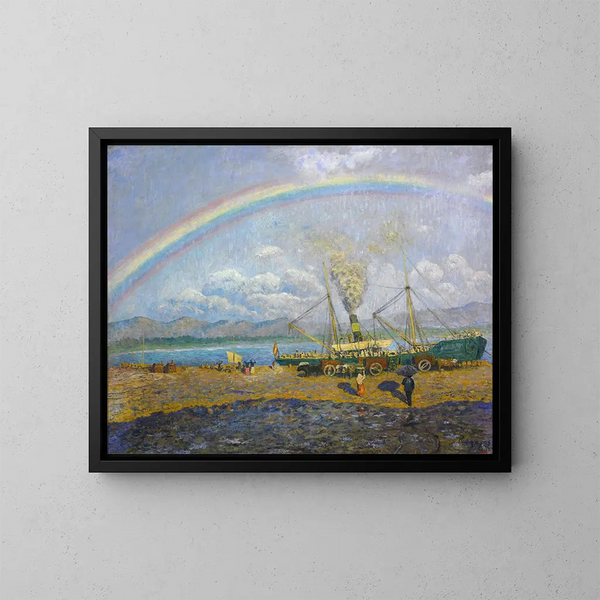 Das Regen im Santoa-Bucht - Darío de Regoyos — gerahmtes Bild an der Wand