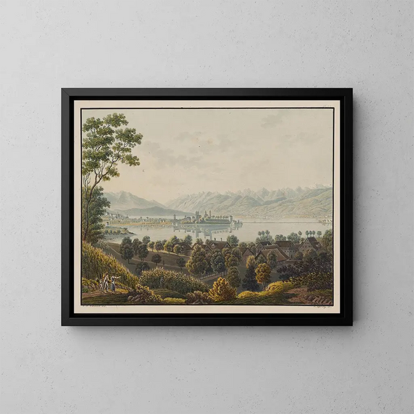 Vue de Rapperswil vers Lachen, lac de Zurich - David Alois Schmid — gerahmtes Bild an der Wand