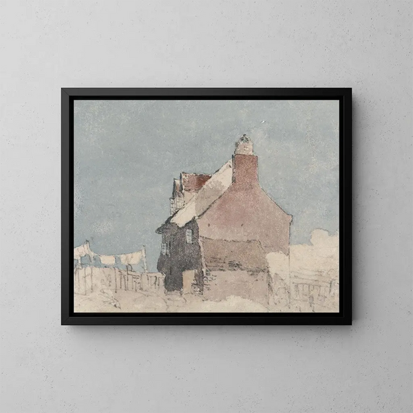 Cottage à Northfleet, Kent - David Cox — gerahmtes Bild an der Wand