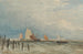 Niederländische Fischerschiffe vor der Küste mit der Grote Kerk in Dordrecht im Hintergrund - David Cox — Ansicht des Kunstwerks
