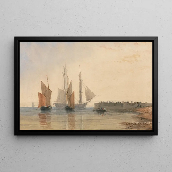 Eingang des Hafens von Calais - David Cox — gerahmtes Bild an der Wand
