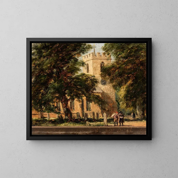 Kirche von Harborne bei Birmingham - David Cox — gerahmtes Bild an der Wand