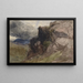 Landschaft mit Felsen im Wales mit Figur, die im Vordergrund rechts zeichnet - David Cox — gerahmtes Bild an der Wand