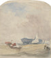 Studie des Meeres mit einem Segelschiff und einem Ruderboot Hulk - David Cox — Ansicht des Kunstwerks