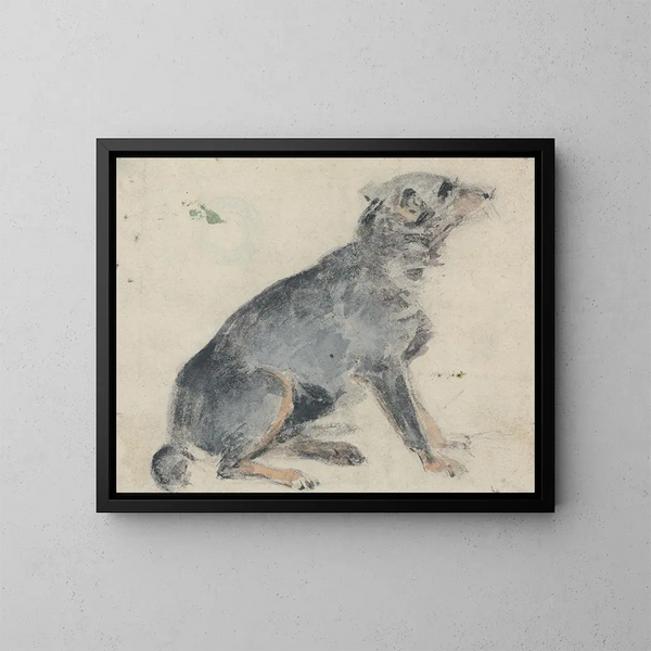 Studie eines Hundes - David Cox — gerahmtes Bild an der Wand