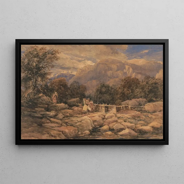 Der Lachsfalle - David Cox — gerahmtes Bild an der Wand