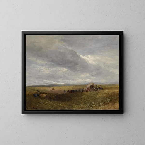 Reisende in einer Landschaft - David Cox — gerahmtes Bild an der Wand