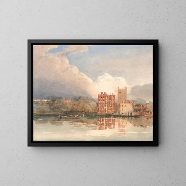 Ansicht des Lambeth-Palasts an der Themse - David Cox — gerahmtes Bild an der Wand