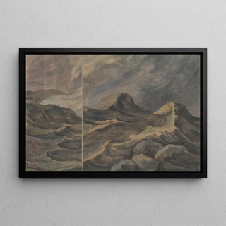 David Humbert de Superville - Fantastisch berglandschap voorgrond La Tour de Babel.webp
