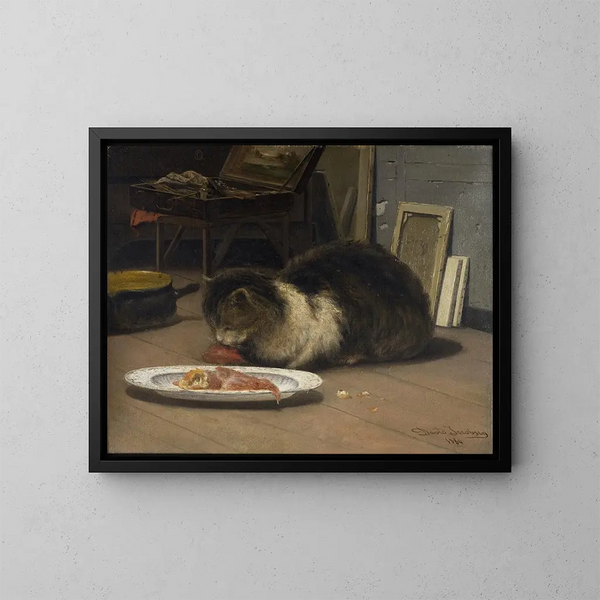 Der Katze im Atelier - David Jacobsen — gerahmtes Bild an der Wand