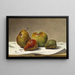 Drei Birnen und ein Apfel - David Johnson — gerahmtes Bild an der Wand