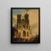Die Fassade der Kathedrale von Reims mit einem mittelalterlichen Umzug und einer Prozession im Vordergrund - David Roberts — gerahmtes Bild an der Wand