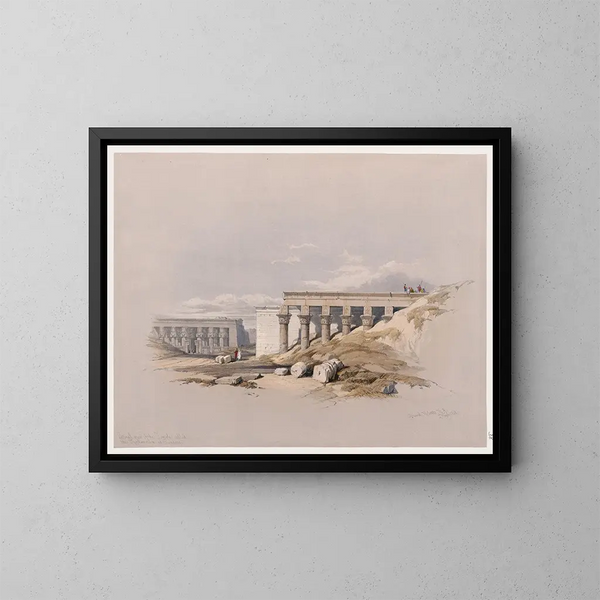 Seitenansicht des Tempels namens Typhonion in Dendera - David Roberts — gerahmtes Bild an der Wand