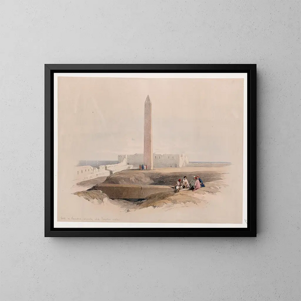 Obelisken von Alexandria, allgemein bekannt als Cleopatra-Säule - David Roberts — gerahmtes Bild an der Wand