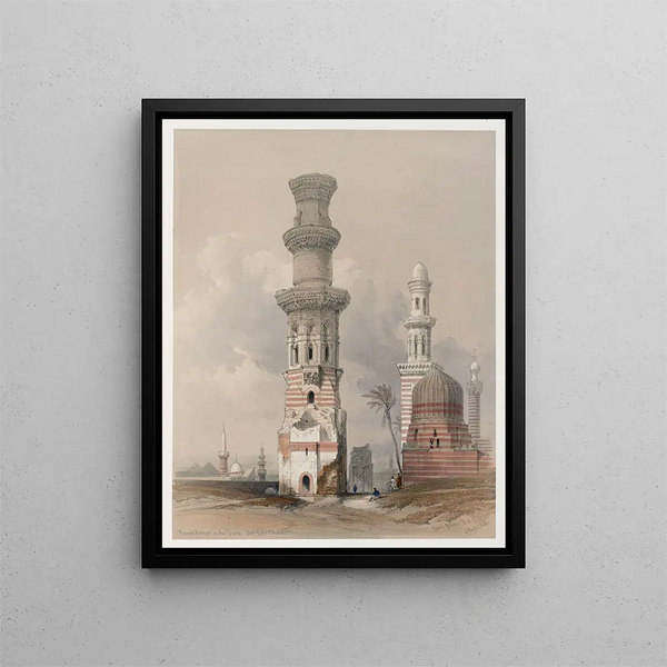 Moscheen in Ruinen in der Wüste westlich der Zitadelle - David Roberts — gerahmtes Bild an der Wand