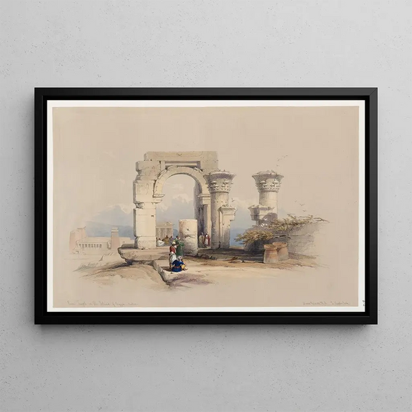 Ruinen des Tempels auf der Insel Biggeh, Bga Bjah, Nubien - David Roberts — gerahmtes Bild an der Wand