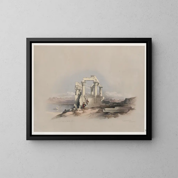 Ruinen des Tempels von Kardeseh Qirts in Nubien - David Roberts — gerahmtes Bild an der Wand