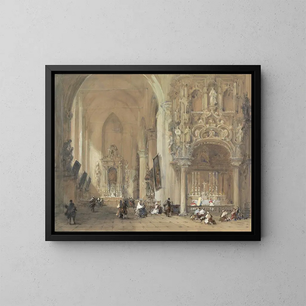 L'église de Dixmude, Flandre-Occidentale - David Roberts — gerahmtes Bild an der Wand