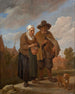Alte Dame mit einem Ofen und einem Drehleier-Spieler - David Teniers — Ansicht des Kunstwerks