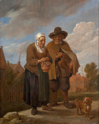 David Teniers - Old lady holding a brazier and hurdygurdy player.webp