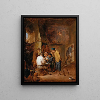 David Teniers The Younger - A tavern interior with boors playing cards.webp