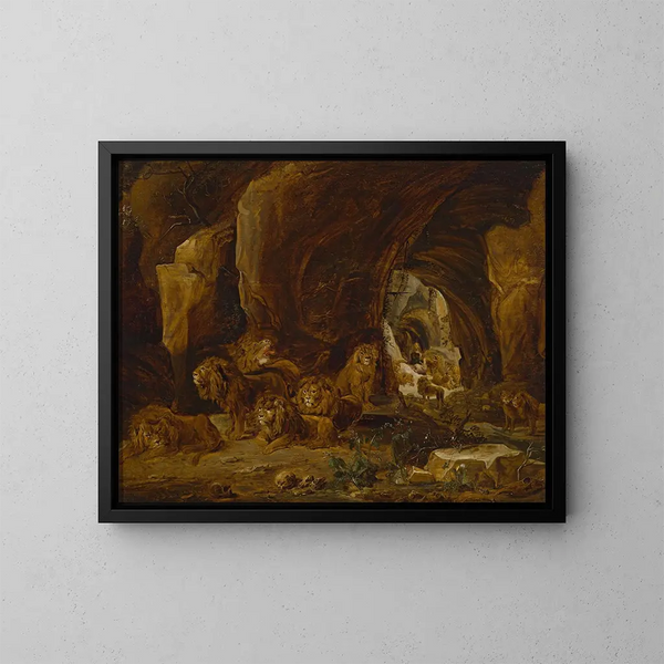 Daniel in der Löwengrube - David Teniers der Jüngere — gerahmtes Bild an der Wand