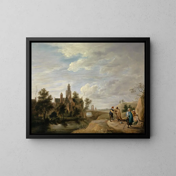 Landschaft mit Staffage-Figuren - David Teniers der Jüngere — gerahmtes Bild an der Wand