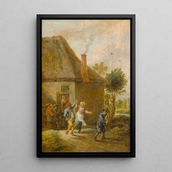 Reproduktion des Gemäldes Bauern beim Tanzen vor einer Gaststätte - David Teniers der Jüngere