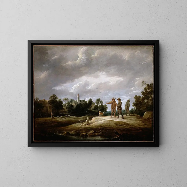 Bauern im Gespräch - David Teniers der Jüngere — gerahmtes Bild an der Wand