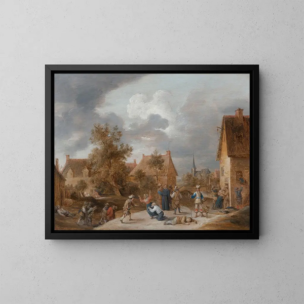 Des soldats pillant un village - David Teniers le Jeune — gerahmtes Bild an der Wand