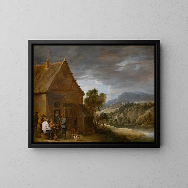 Kneipenszene - David Teniers der Jüngere — gerahmtes Bild an der Wand