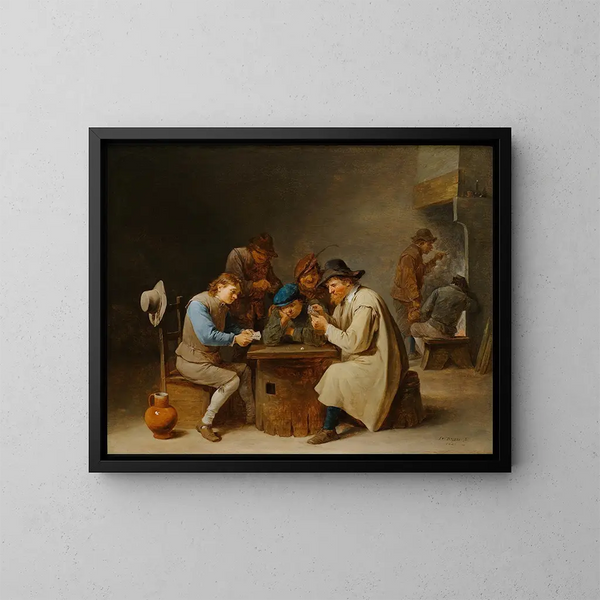 Die Kartenspieler - David Teniers der Jüngere — gerahmtes Bild an der Wand