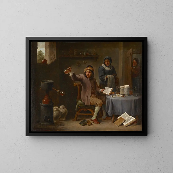 La Consultation - David Teniers der Jüngere — gerahmtes Bild an der Wand