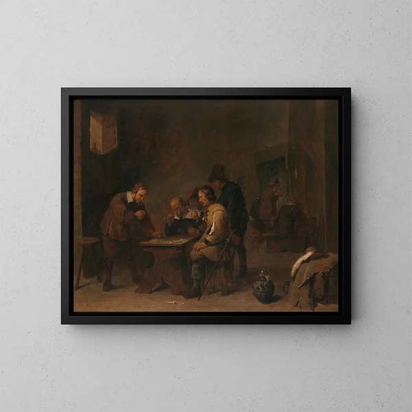 Die Spieler - David Teniers der Jüngere — gerahmtes Bild an der Wand
