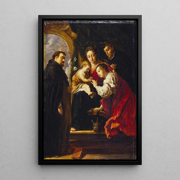 Reproduktion des Gemäldes Der mystische Hochzeit der heiligen Katharina nach Fetti - David Teniers der Jüngere